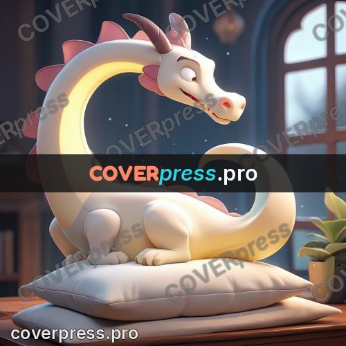 3d character illustration: dragon on a large cushion