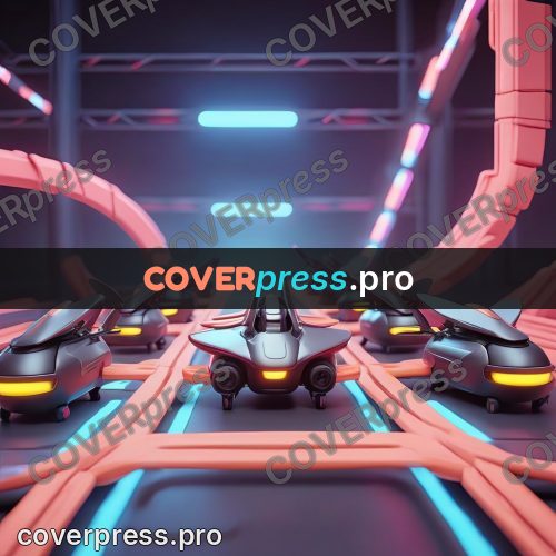 3d character illustration: race cars on a neon track