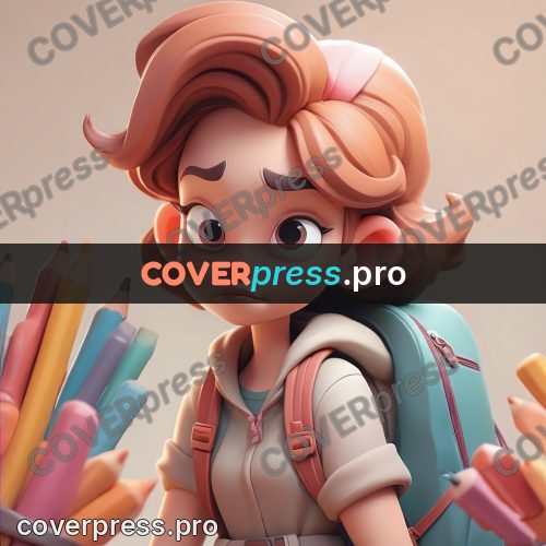 3d character illustration: girl with pencils and a backpack
