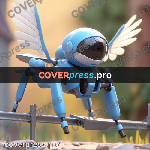3d character illustration: blue drone with wings