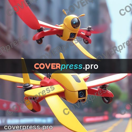 3d character illustration: yellow drone above a track