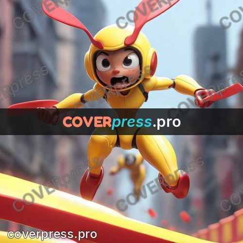 3d character illustration: yellow drone above a track
