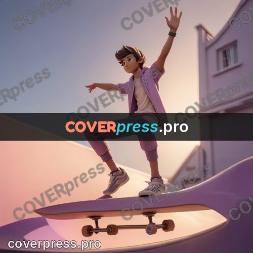 3d character illustration: skater with a raised arm