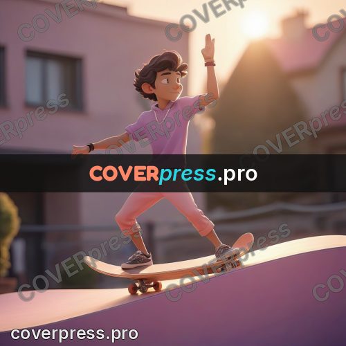 3d character illustration: skater with a raised arm