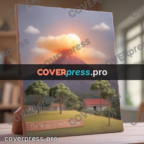 3d character illustration: volcano model on a stand