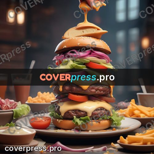 3d character illustration: tall burger with onion rings