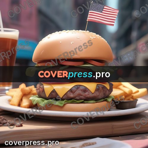 3d character illustration: burger with a small flag