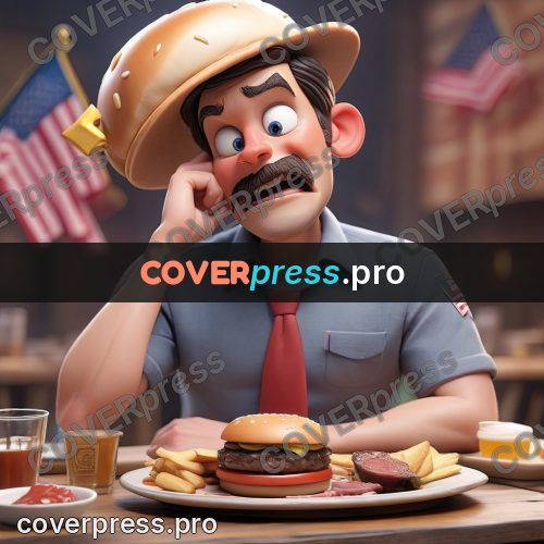3d character illustration: burger with a small flag