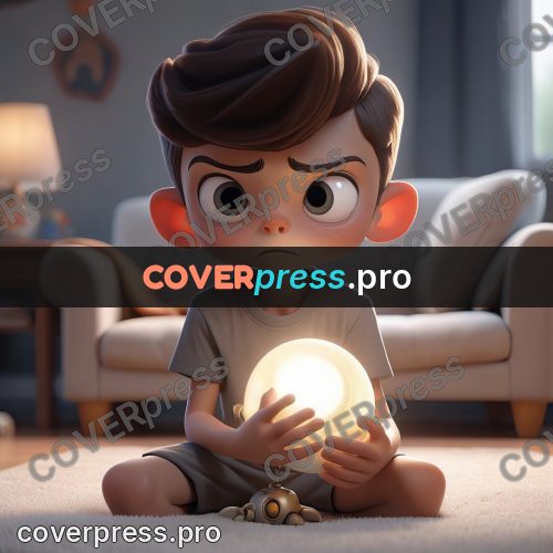 3d character illustration: boy with a robot puppy