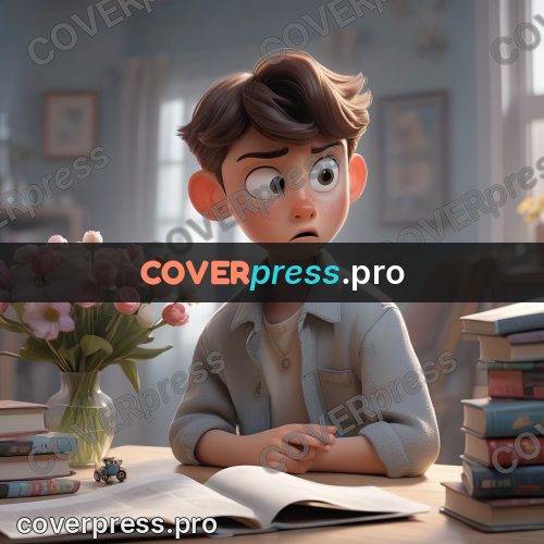 3d character illustration: boy with a book and puppy