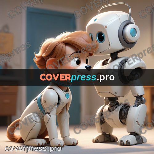 3d character illustration: robot dog in a room