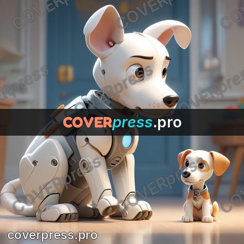 3d character illustration: robot dog in a room