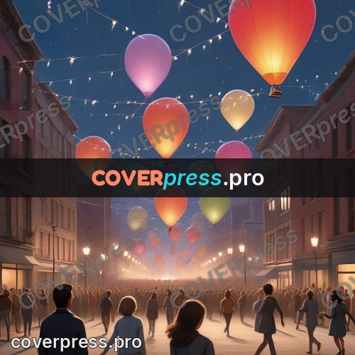 3d character illustration: lanterns above an evening street