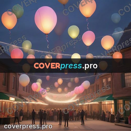 3d character illustration: lanterns above an evening street