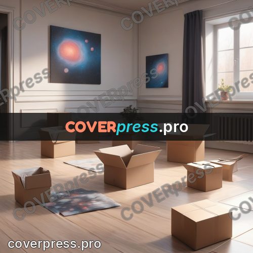 3d character illustration: room with cardboard boxes