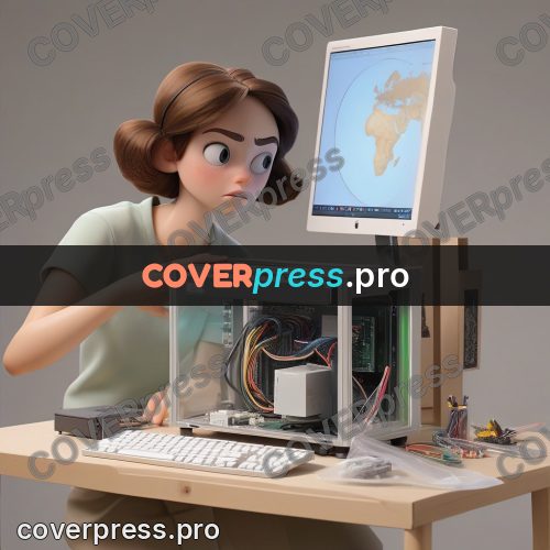 3d character illustration: girl assembling a computer