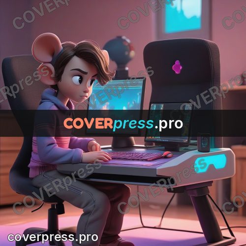 3d character illustration: teenager at a gaming desk