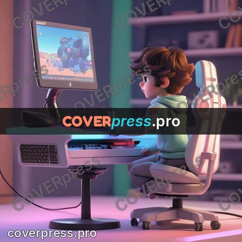 3d character illustration: teenager at a gaming desk