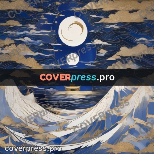 Amano style painting: white bird above the waves
