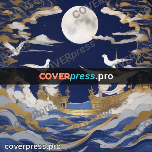 Amano style painting: white bird above the waves