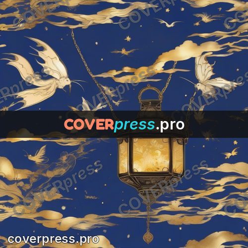Amano style painting: lanterns among the clouds