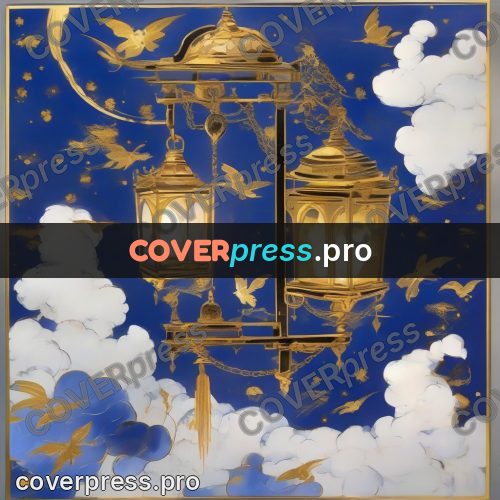 Amano style painting: lanterns among the clouds
