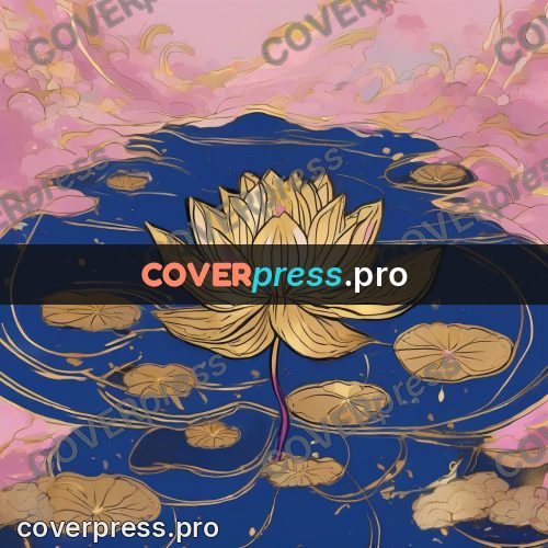 Amano style painting: lotus on dark water