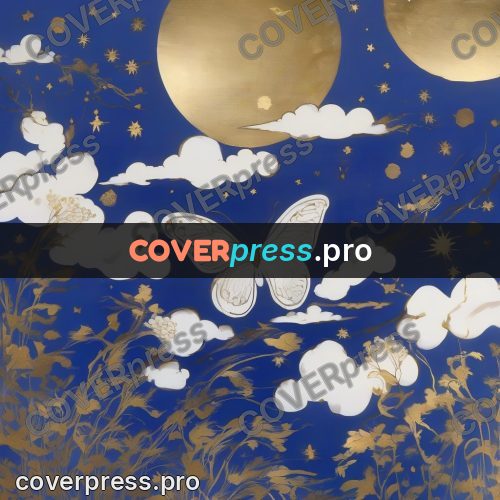 Amano style painting: butterfly among the clouds