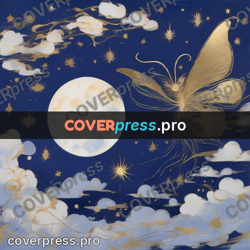 Amano style painting: butterfly among the clouds