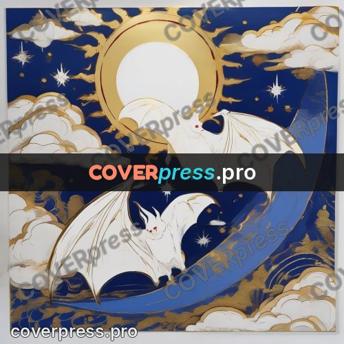 Amano style painting: bat under the moon