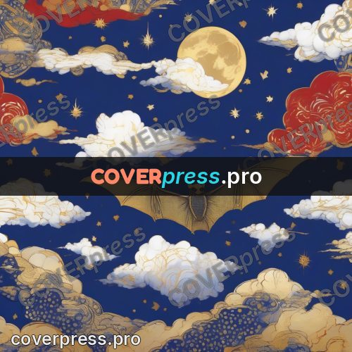 Amano style painting: bat under the moon