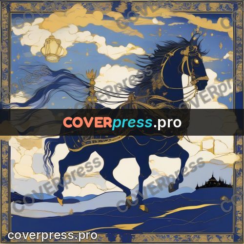 Amano style painting: horses in golden harness