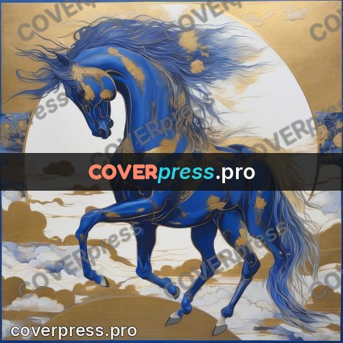 Amano style painting: horse running among clouds