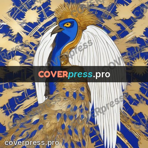 Amano style painting: bird with golden plumage