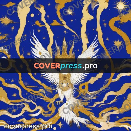 Amano style painting: bird with golden plumage
