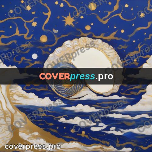 Amano style painting: shell among the clouds