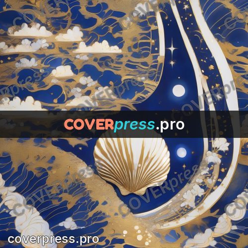 Amano style painting: shell among the clouds