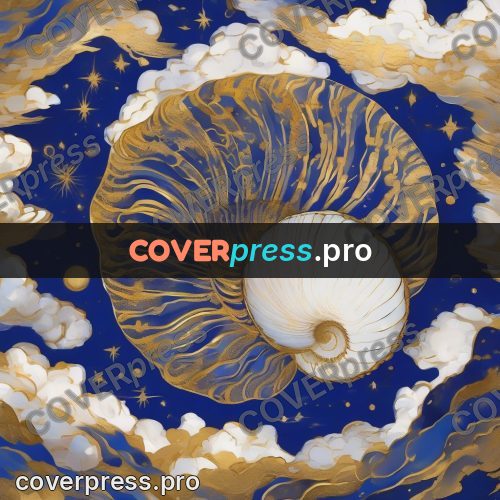 Amano style painting: shell among the clouds