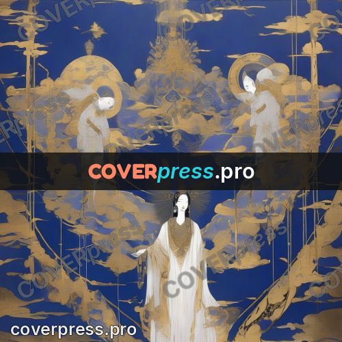 Amano style painting: figure in white among pendants