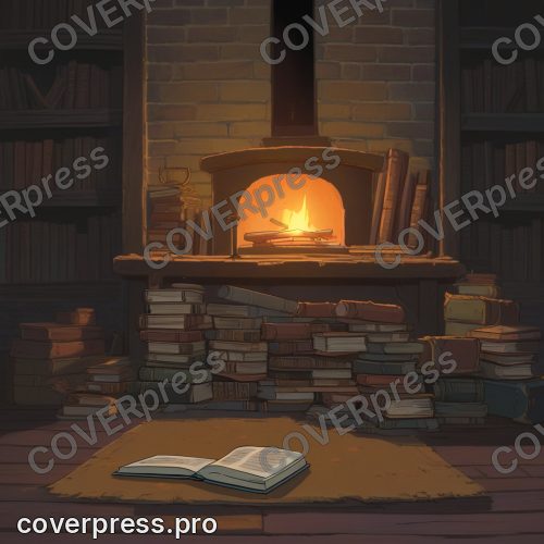 В стиле Аниме-кадр: стопка старых книг и деревянная шкатулка стоят на половицах и занимают две трети кадра