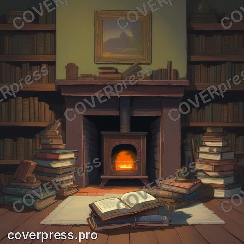 В стиле Аниме-кадр: стопка старых книг и деревянная шкатулка стоят на половицах и занимают две трети кадра