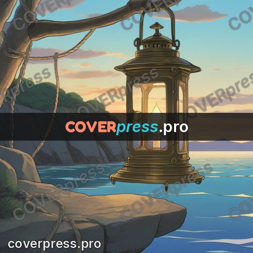 Anime style drawing: lantern above the sea