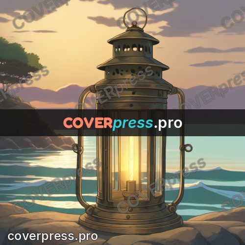 Anime style drawing: lantern above the sea