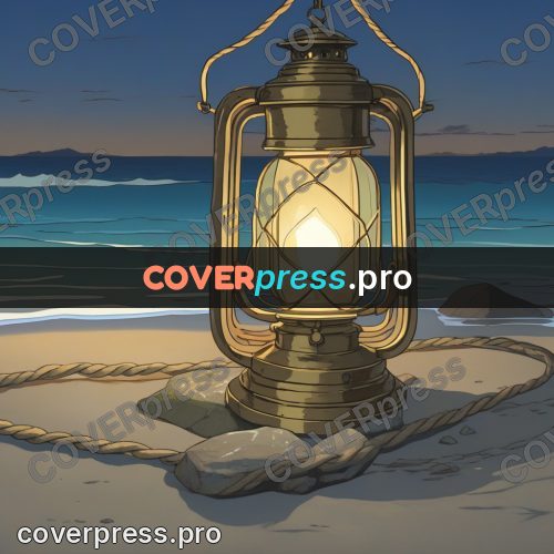 Anime style drawing: lantern above the sea