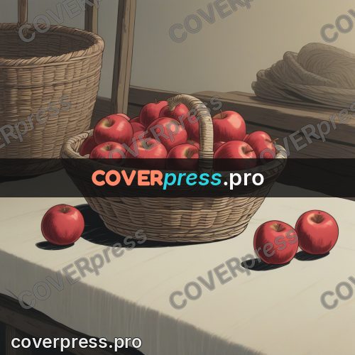 Anime style drawing: basket of apples on a table