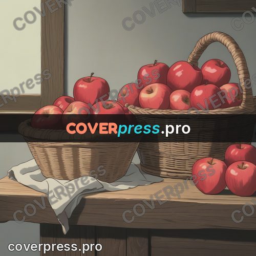 Anime style drawing: basket of apples on a table