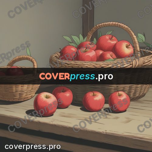 Anime style drawing: basket of apples on a table