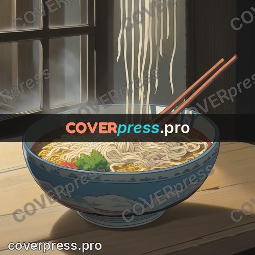 Anime style drawing: bowl of noodles with chopsticks