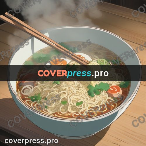 Anime style drawing: bowl of noodles with chopsticks