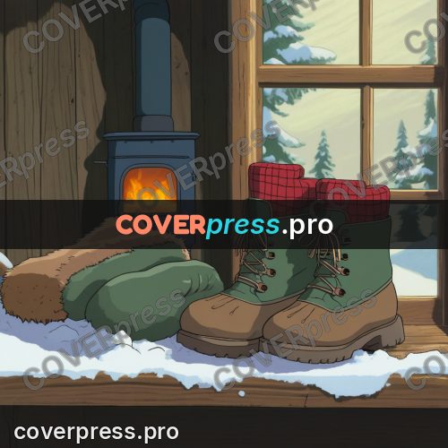 Anime style drawing: boots in the snow
